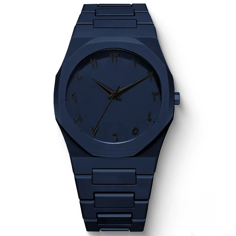 Novo relógio masculino da moda simples preto masculino relógios de quartzo árabe digital casual gotejamento pulseira de óleo