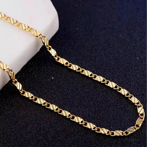 18k colar de ouro 2mm 16/18/20/22/24/26/28/30 Polegada colar de corrente lateral para mulheres homens jóias 925 colar de prata