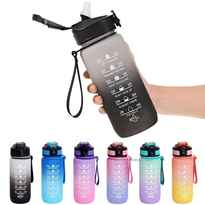 Garrafa de Água Motivacional 600ml, Garrafa Esportiva à Prova de Vazamentos