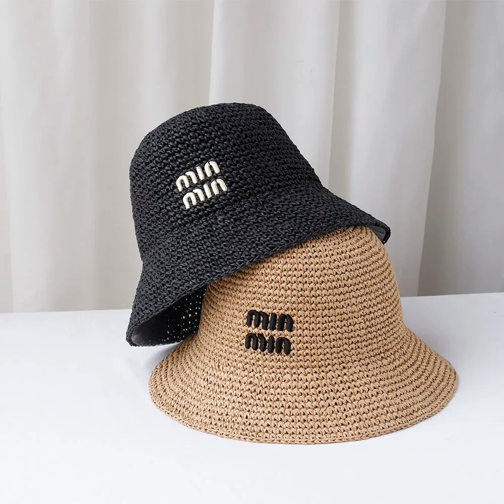 chapeu bordado de sol com aba MIU MIU