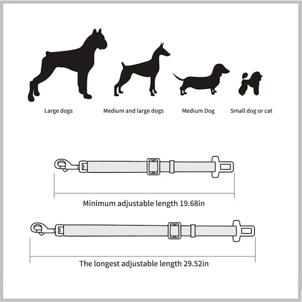 Cinto de segurança ajustável para carro, gato, cachorro, assento para animais de estimação, veículo, clipe de chumbo, alavanca de segurança, tração, coleiras para cães, acessórios para cães
