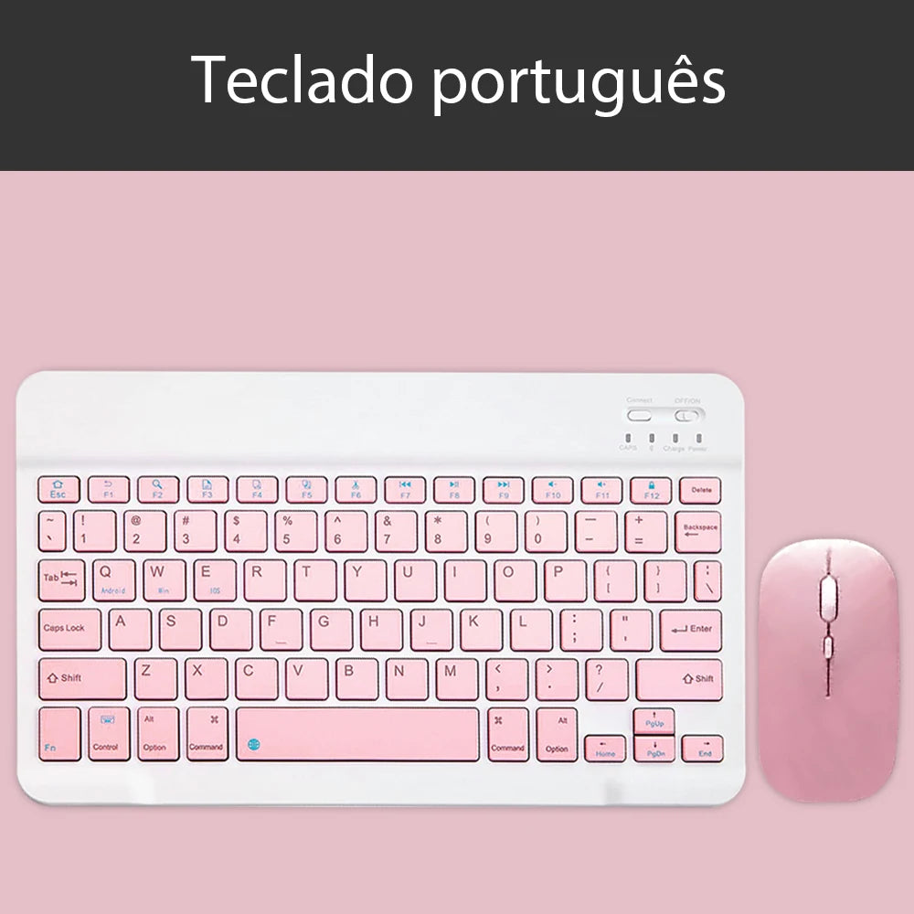 Teclado sem fio rosa e mouse Para ios windows bluetooth