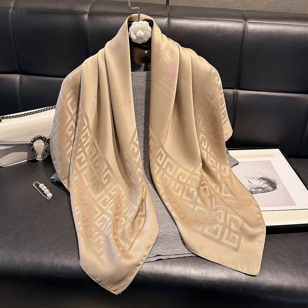 2025 mais recente primavera e outono moda feminina hijab sedoso muçulmano quadrado proteção solar xale marca de luxo macio cachecol feminino