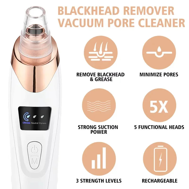Removedor de Cravos a Vácuo, Limpador Facial de Poros, Dispositivo Elétrico para Remoção de Acne e Espinhas
