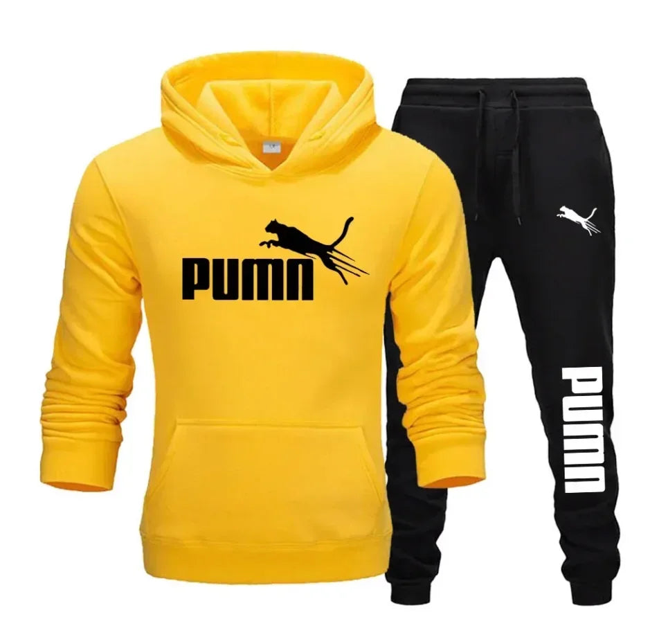 conjunto de moletom Puma com capuz e calças masculinas