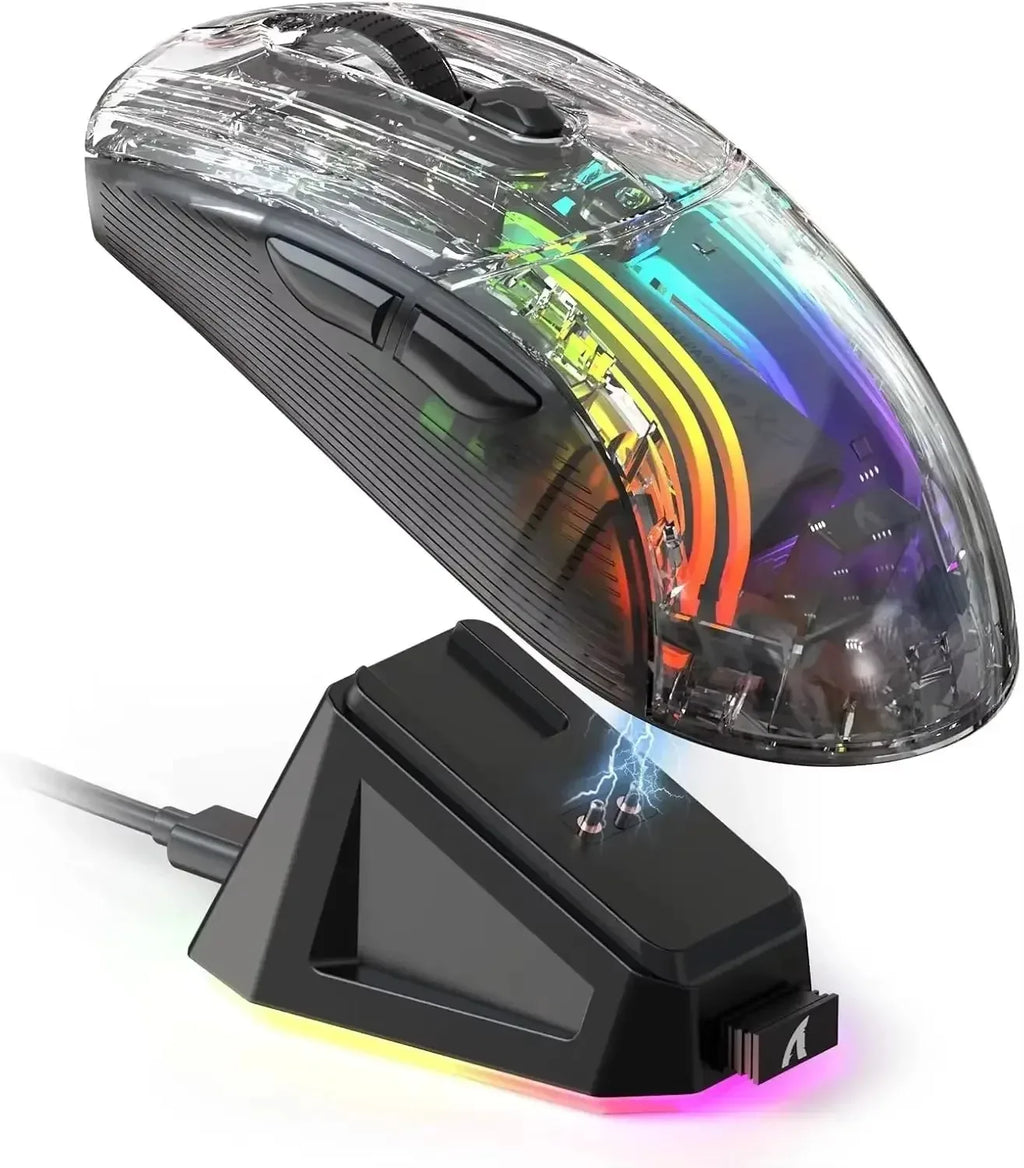 Mouse Attack Shark X2 Pro Tri-Mode Sem Fio Transparente