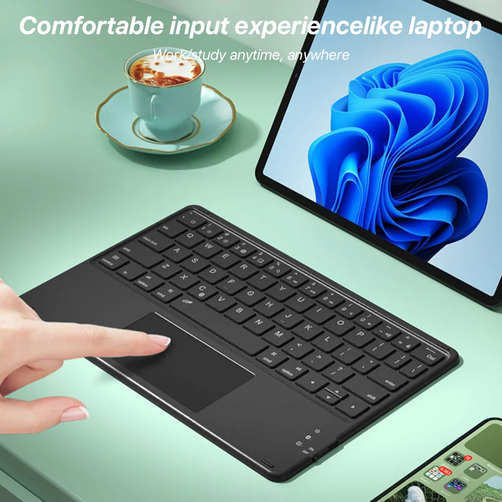 Teclado retroiluminado bluetooth com touchpad para sistema iOS Android Windows