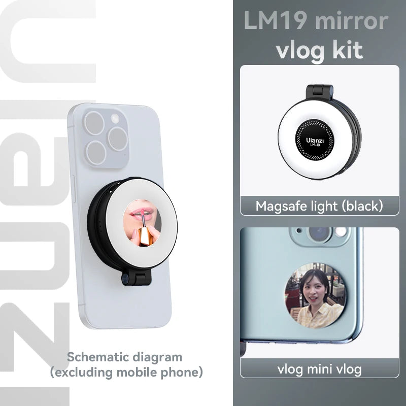 LUZ Selfie para Celular Bi-color LED Magnético Mini Anel Lâmpada Foto