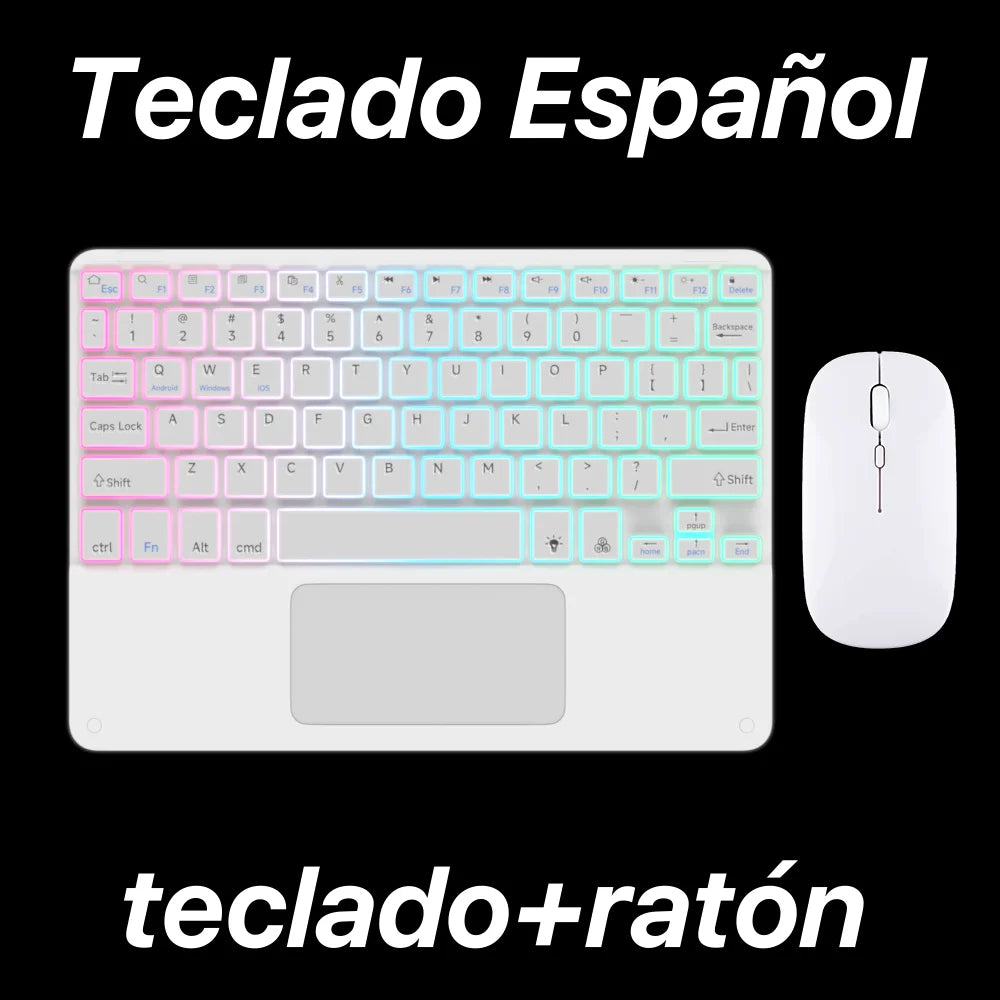 Teclado retroiluminado bluetooth com touchpad para sistema iOS Android Windows