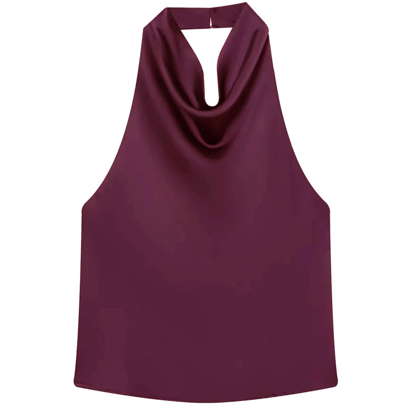 Top feminino halter cetim feminino