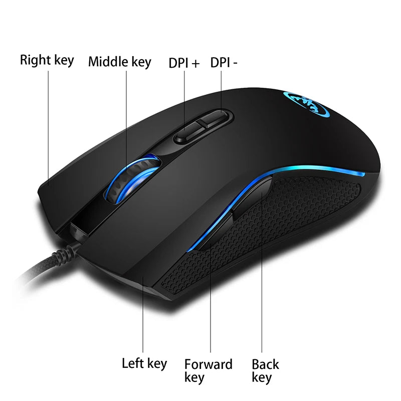 mouse gamer com fio gamer 7 botões 3200dpi led óptico usb