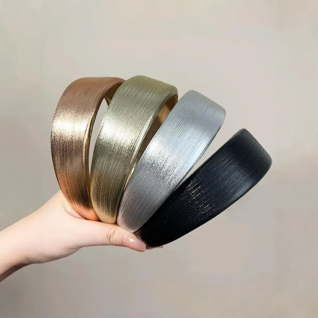 Tiara de Couro Acolchoada, Faixas de Cabelo em PU Dourado e Prateado Brilhante