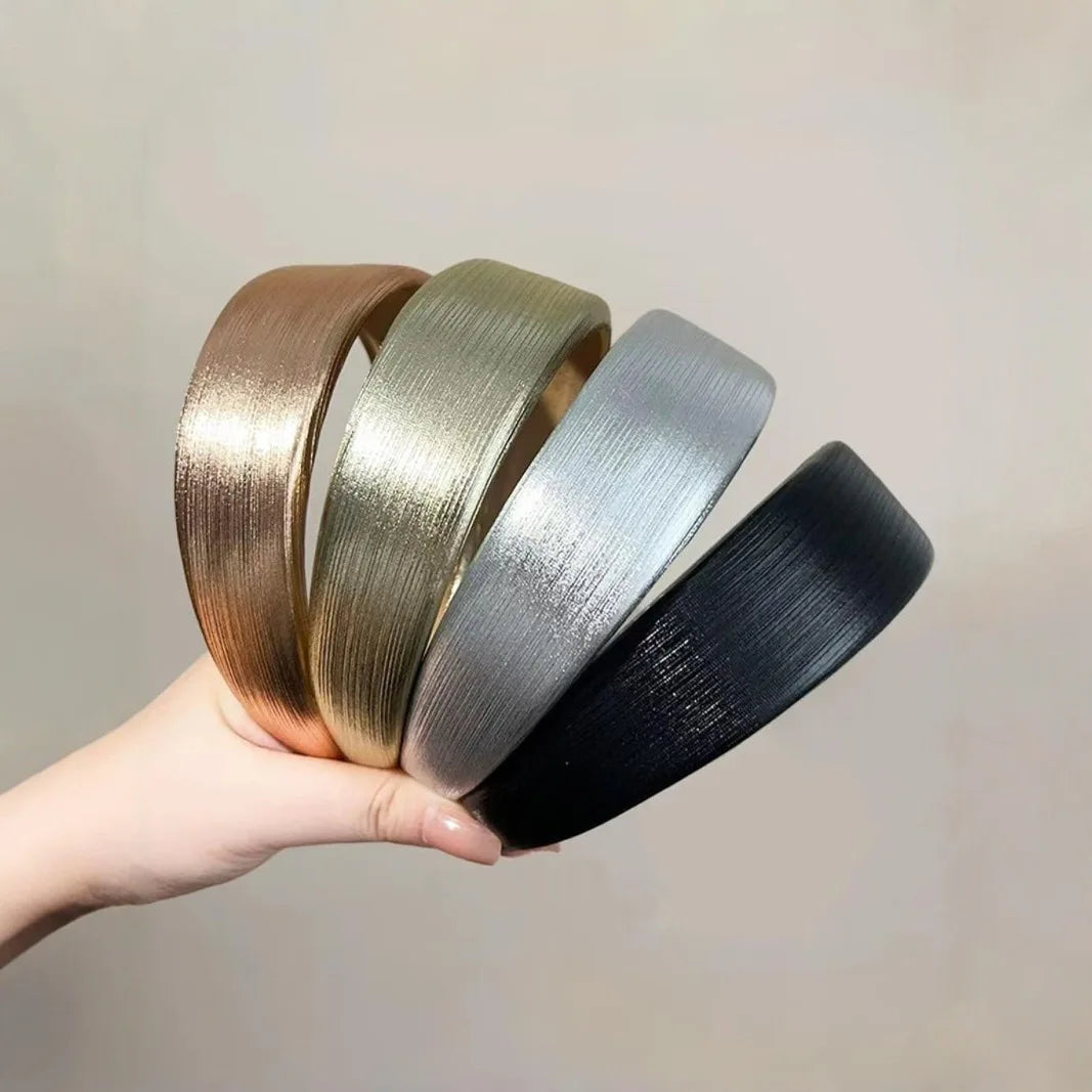 Tiara de Couro Acolchoada, Faixas de Cabelo em PU Dourado e Prateado Brilhante