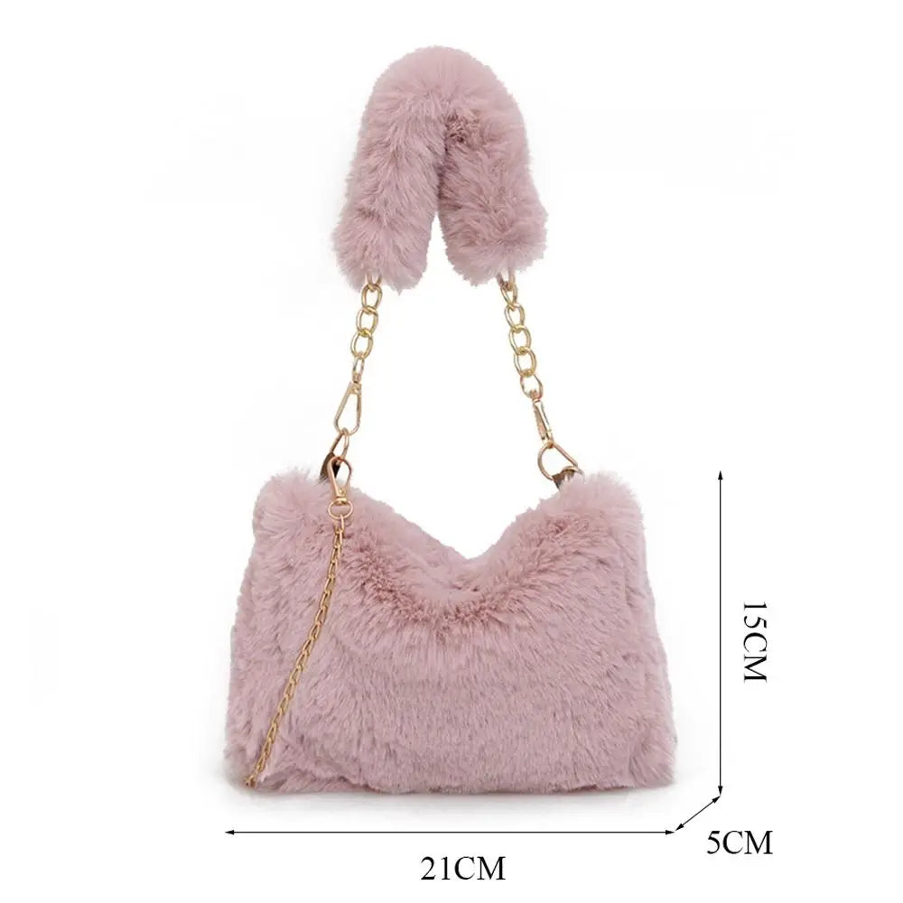Bolsa ombro feminino inverno corrente axilas de pelúcia