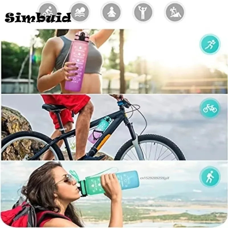 Garrafa de Água Motivacional 600ml, Garrafa Esportiva à Prova de Vazamentos
