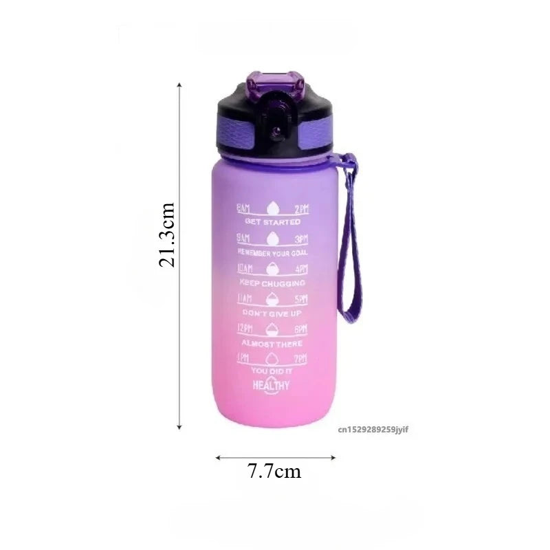 Garrafa de Água Motivacional 600ml, Garrafa Esportiva à Prova de Vazamentos