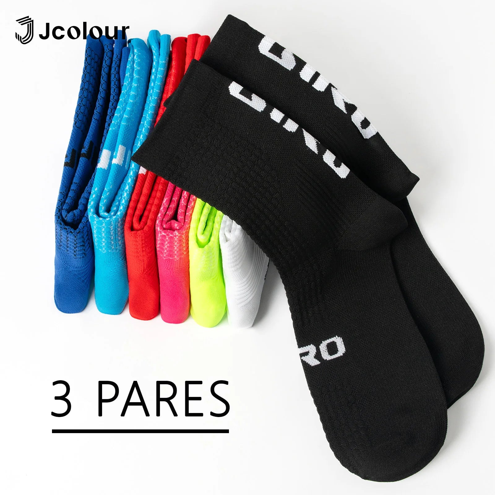 3 Pares Meias de ciclismo respiráveis Meia de yoga antiderrapante