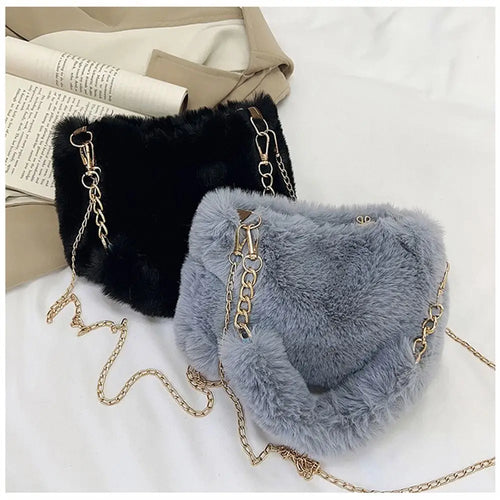 Bolsa ombro feminino inverno corrente axilas de pelúcia