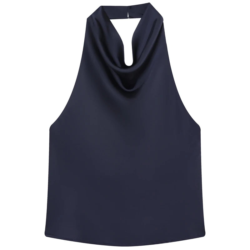 Top feminino halter cetim feminino