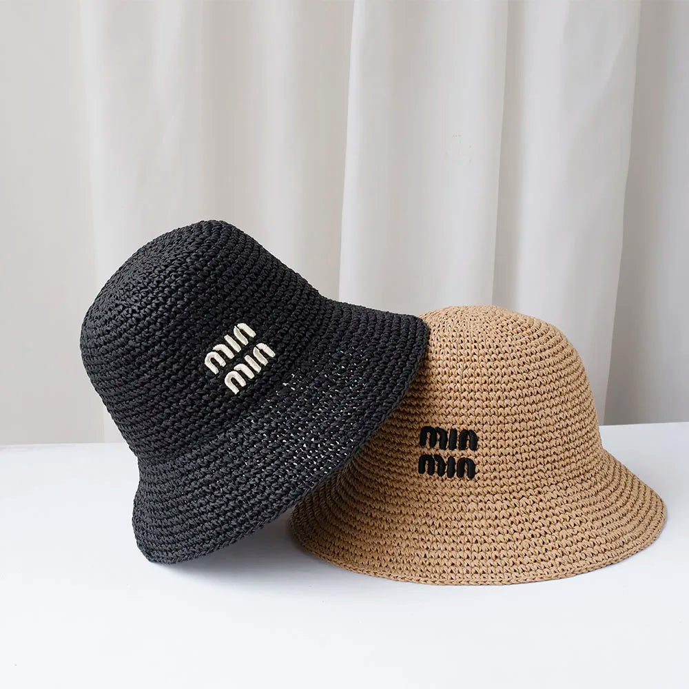 chapeu bordado de sol com aba MIU MIU