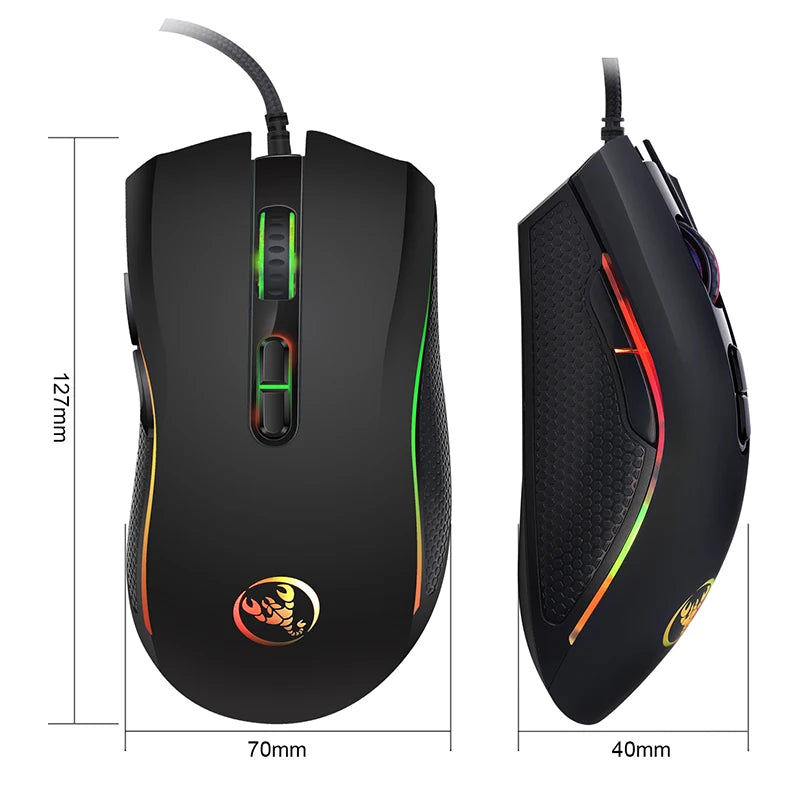 mouse gamer com fio gamer 7 botões 3200dpi led óptico usb