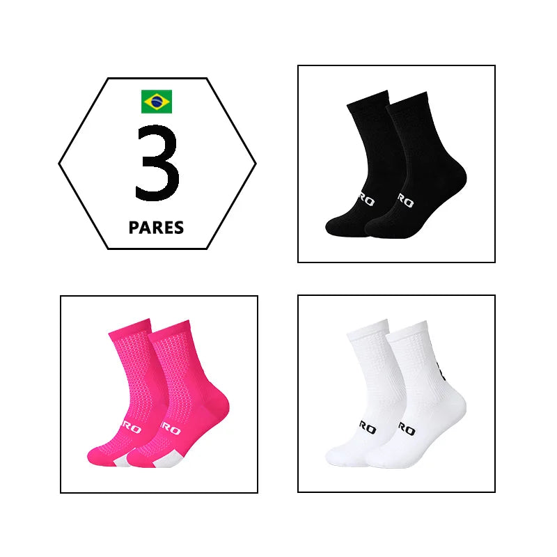 3 Pares Meias de ciclismo respiráveis Meia de yoga antiderrapante