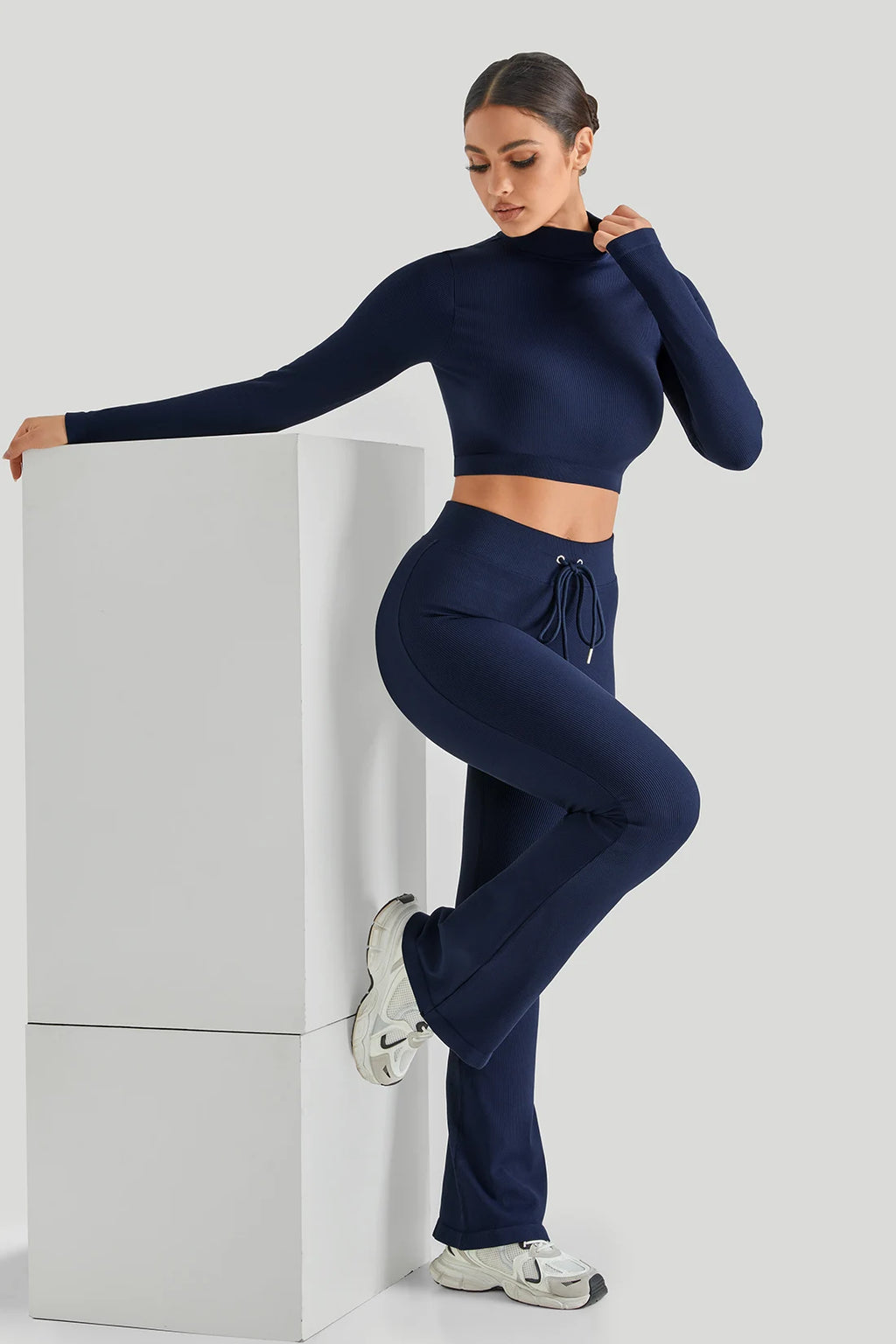 Conjunto de treino Canelado de 2 Peças Feminino Agasalho Fitness