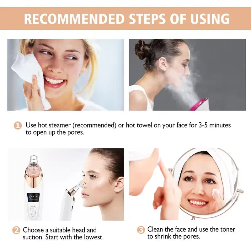 Removedor de Cravos a Vácuo, Limpador Facial de Poros, Dispositivo Elétrico para Remoção de Acne e Espinhas