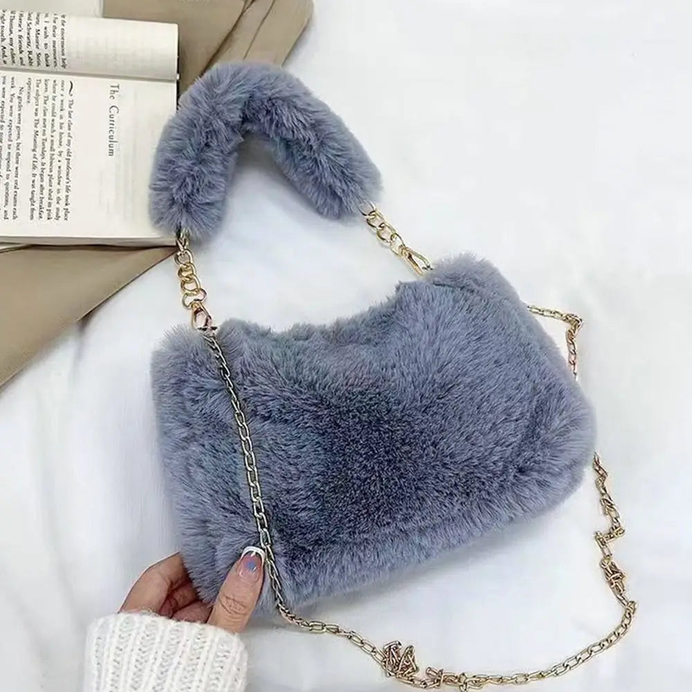 Bolsa ombro feminino inverno corrente axilas de pelúcia