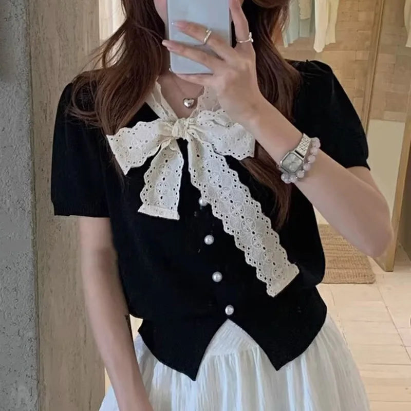 Cardigan de manga curta camisola feminina