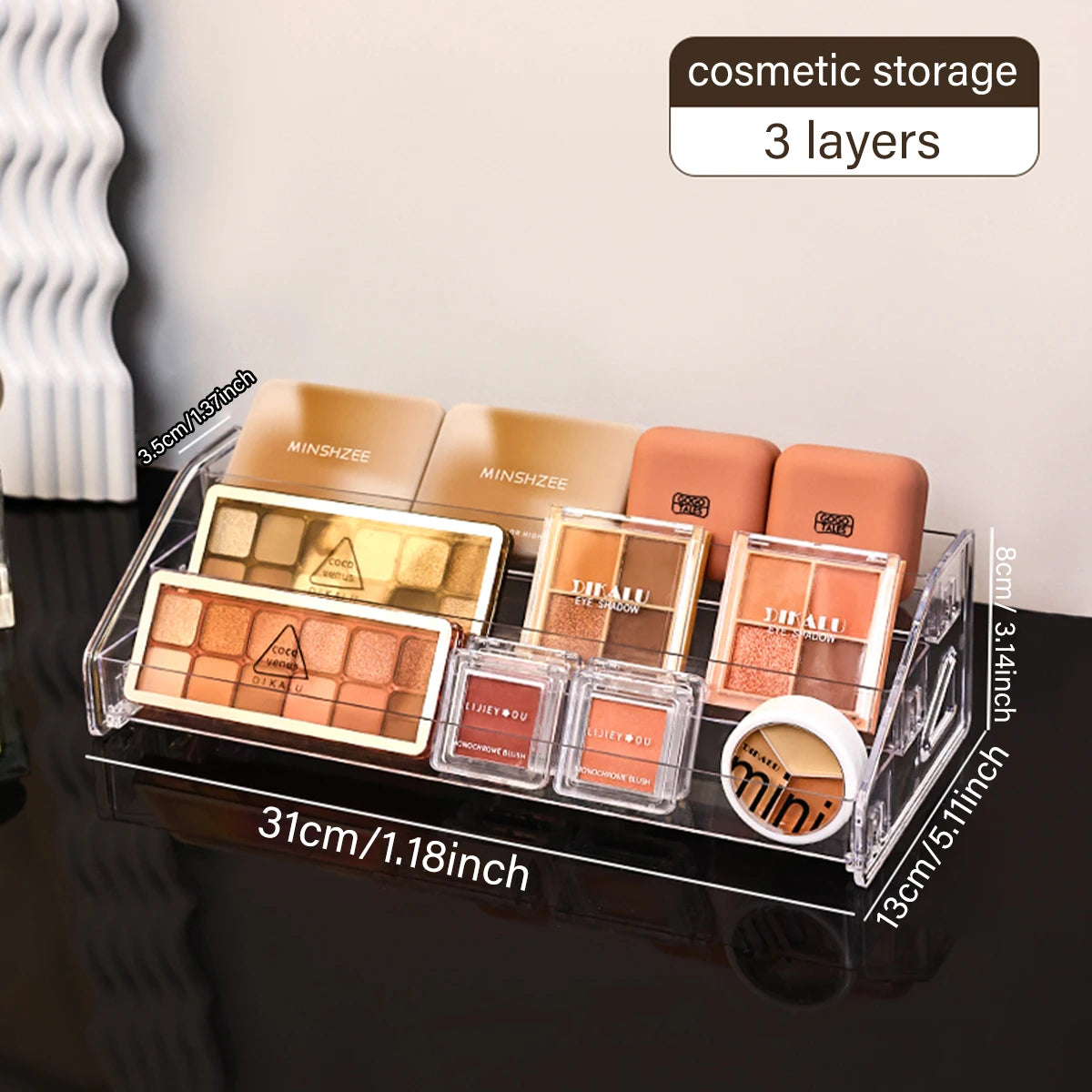 pisou acrílico multi-camada prateleira de exibição de cosméticos
