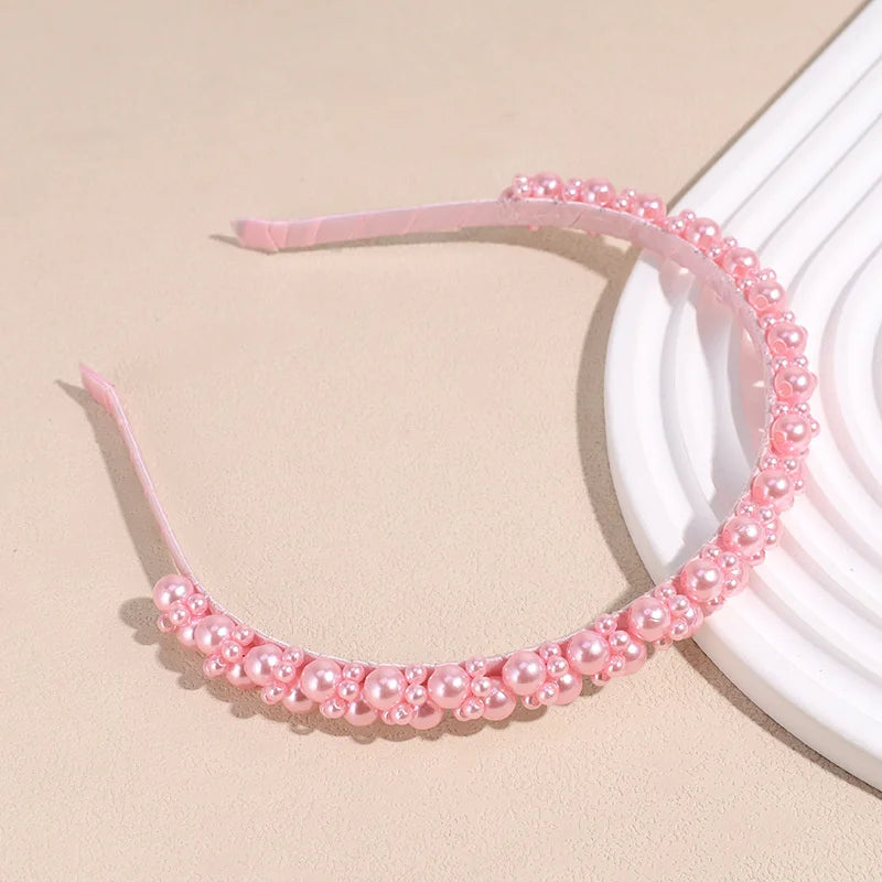 Tiara de Luxo Barroca para Mulheres, Acessório de Cabelo com Espuma Grossa e Pérolas