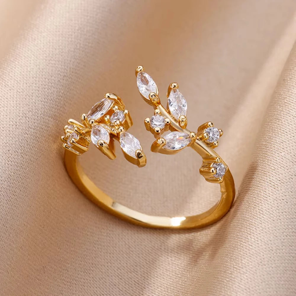 Anéis zircônia de aço inoxidável para mulheres luxo ajustavel