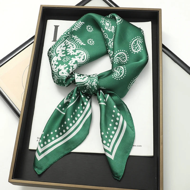 lenço quadrado de seda feminino pescoço laço de cabelo banda praia hijab lenço cabeça