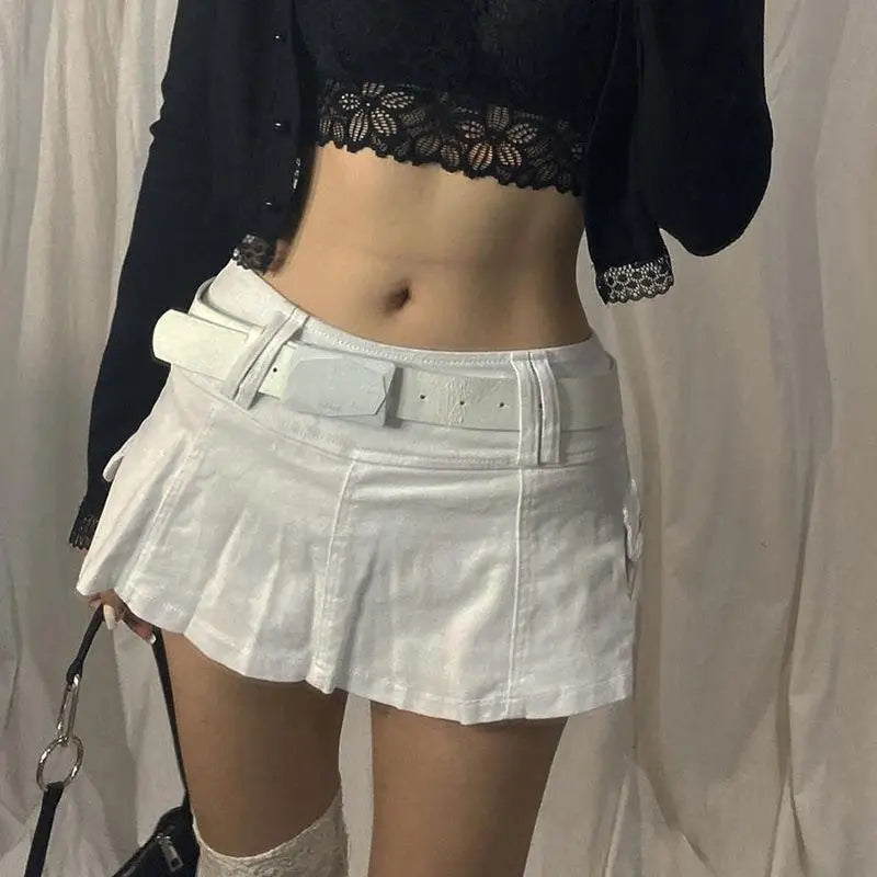 saia branca feminina cintura baixa y2k
