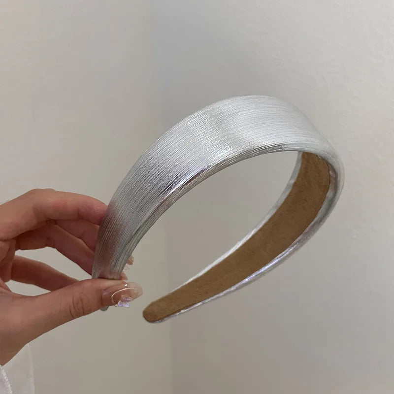 Tiara de Couro Acolchoada, Faixas de Cabelo em PU Dourado e Prateado Brilhante