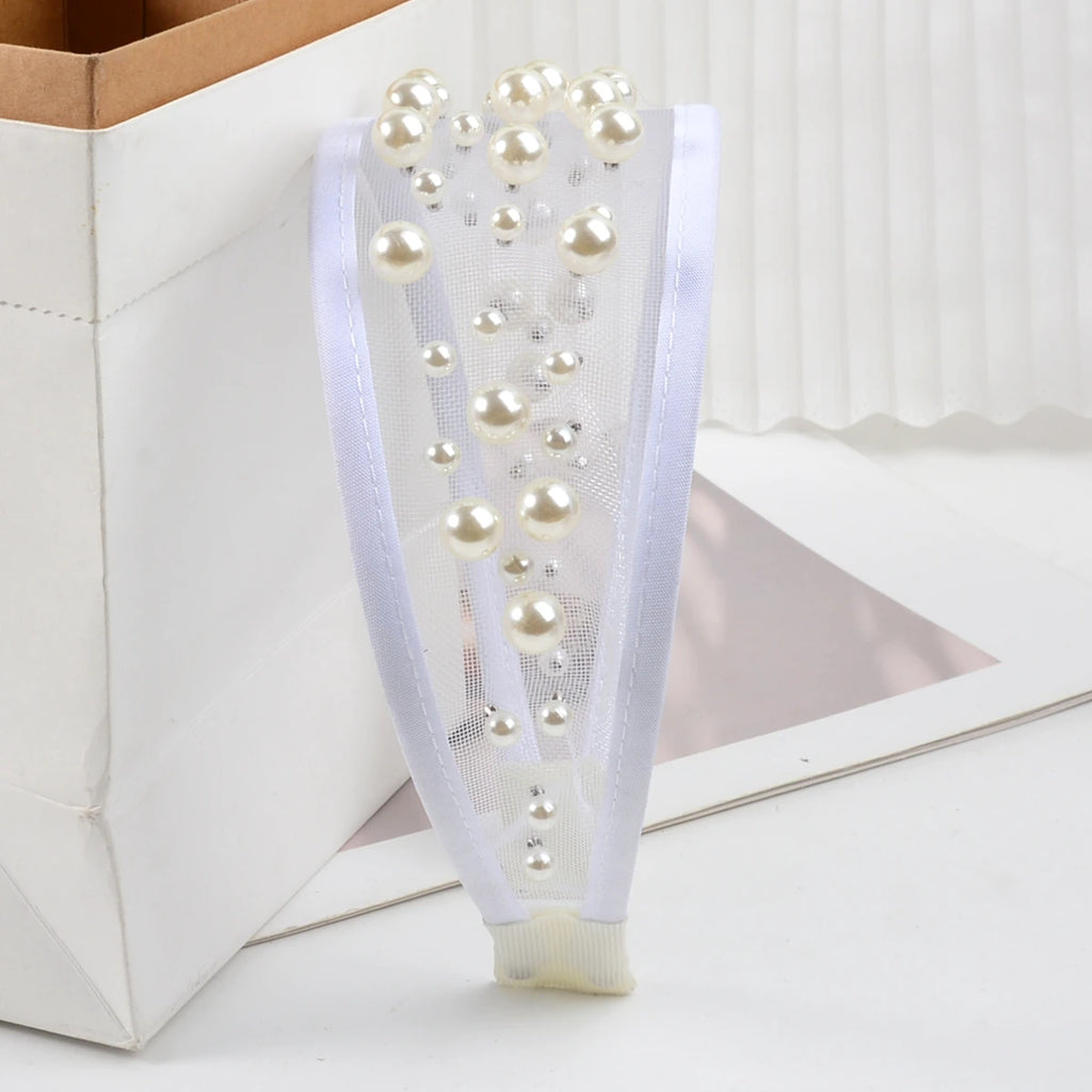 Tiara Elegante de Pérolas e Strass para Mulheres, Faixa de Cabelo Luxuosa Acolchoada
