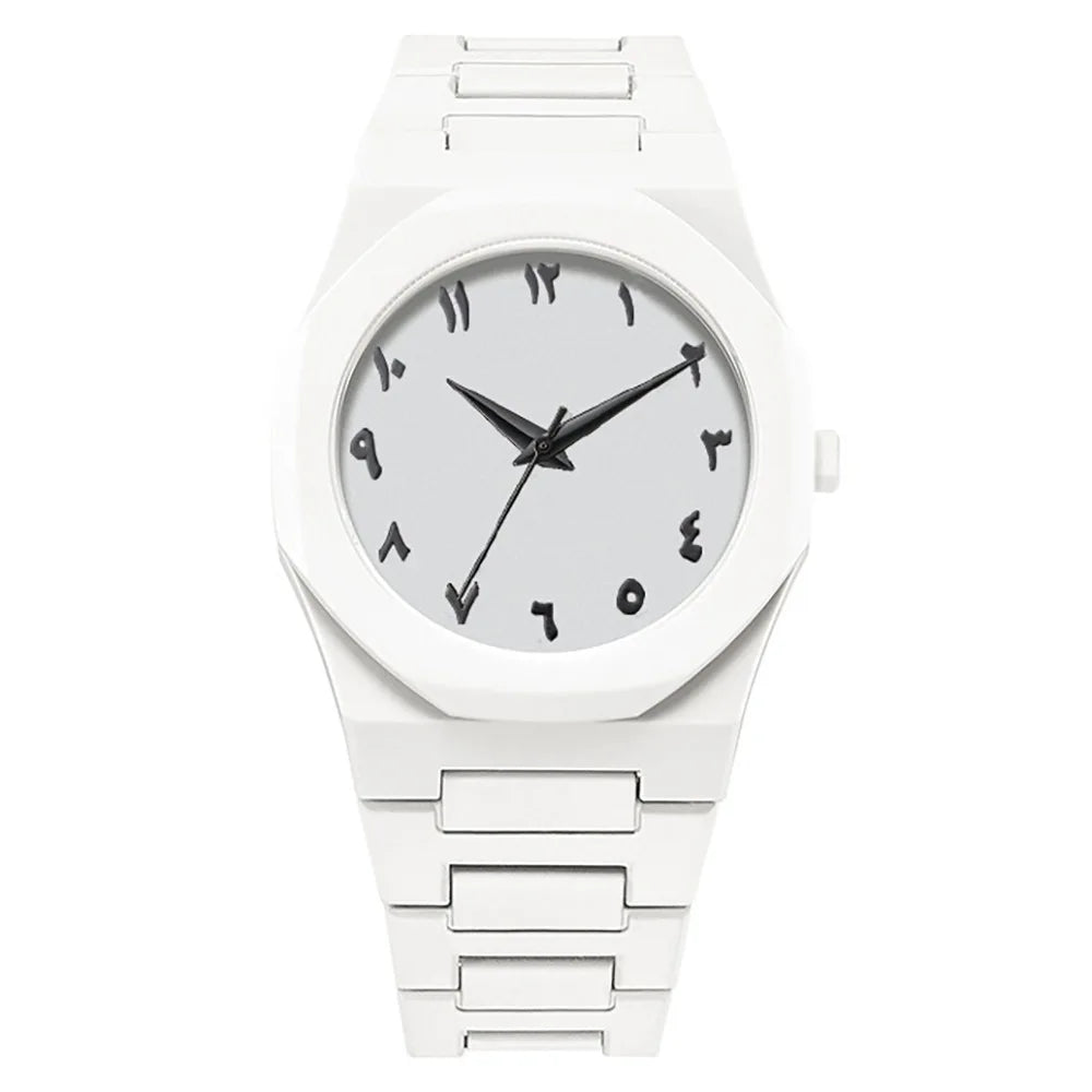 Novo relógio masculino da moda simples preto masculino relógios de quartzo árabe digital casual gotejamento pulseira de óleo