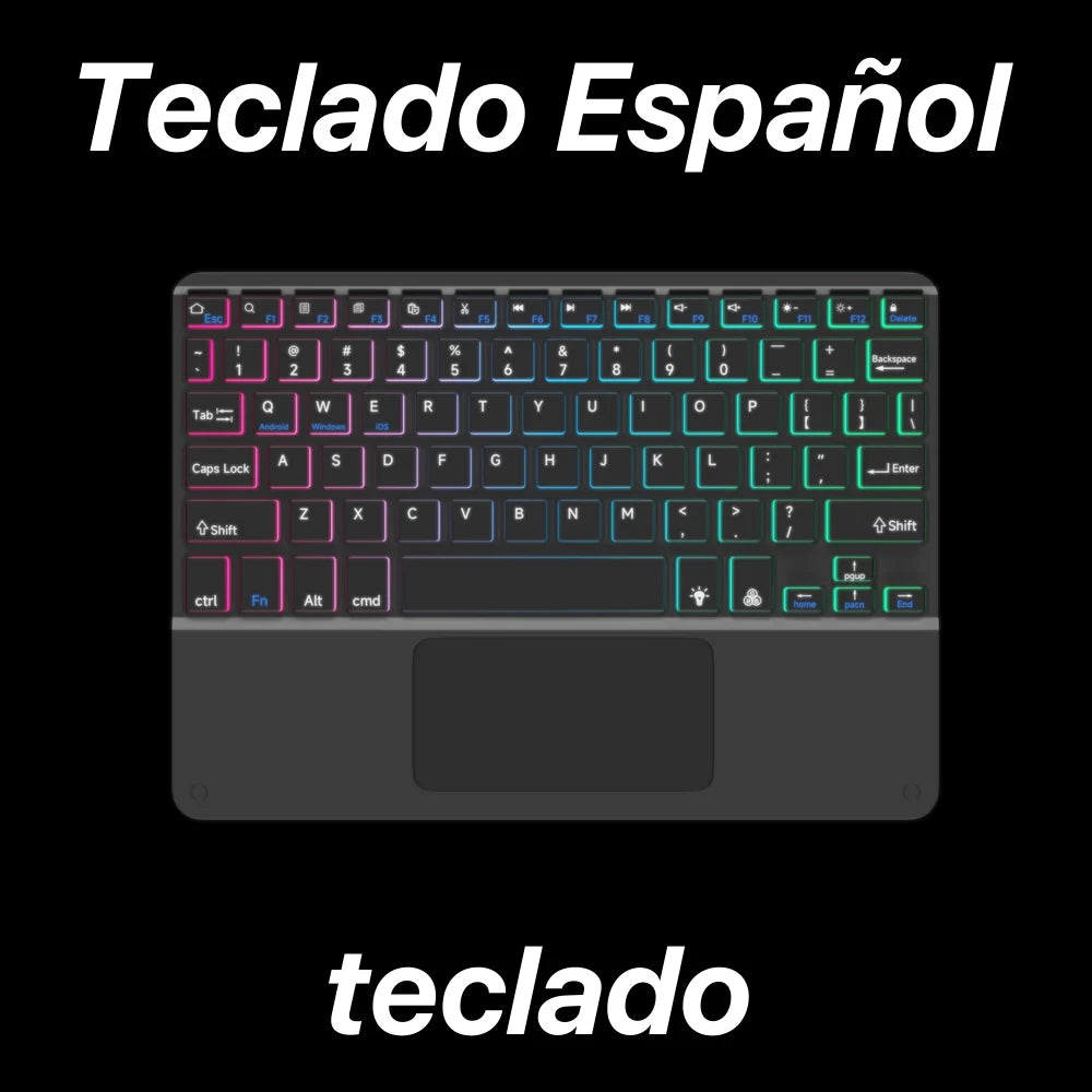 Teclado retroiluminado bluetooth com touchpad para sistema iOS Android Windows