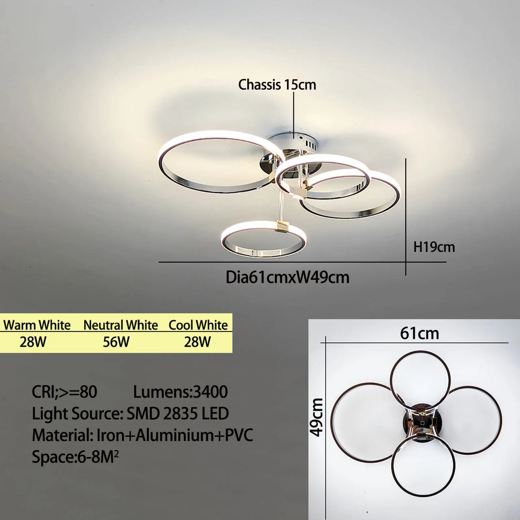 Lustre de teto moderno de led para sala de estar