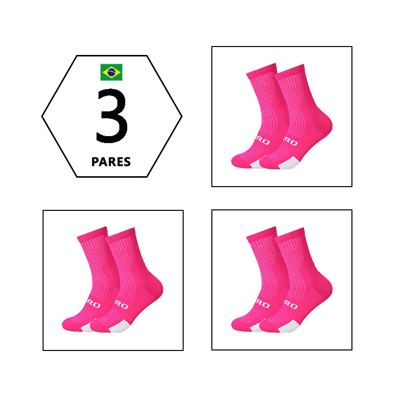 3 Pares Meias de ciclismo respiráveis Meia de yoga antiderrapante
