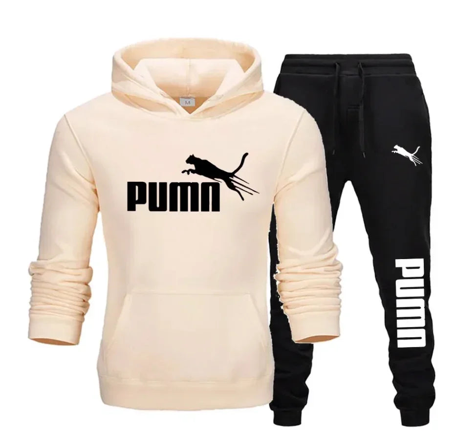conjunto de moletom Puma com capuz e calças masculinas