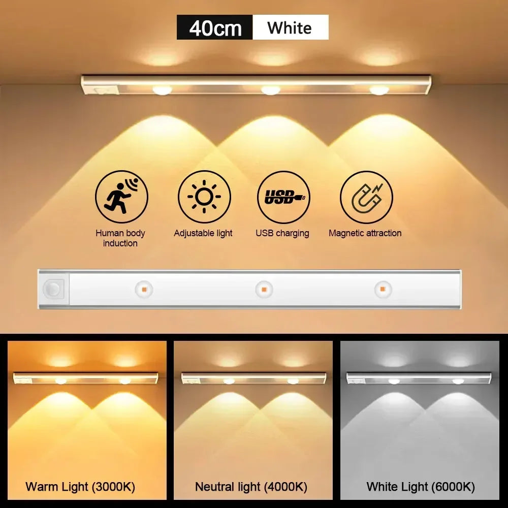 Armário led luz noturna sensor de movimento sem fio ultra fino sob a lâmpada do armário para cozinha quarto guarda-roupa iluminação interior