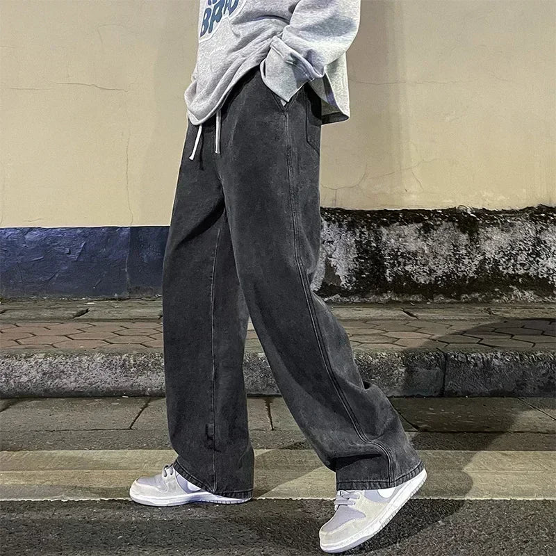 streetwear solto jeans masculino reta calças