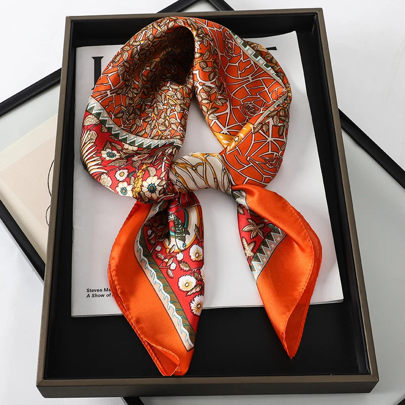 lenço quadrado de seda feminino pescoço laço de cabelo banda praia hijab lenço cabeça