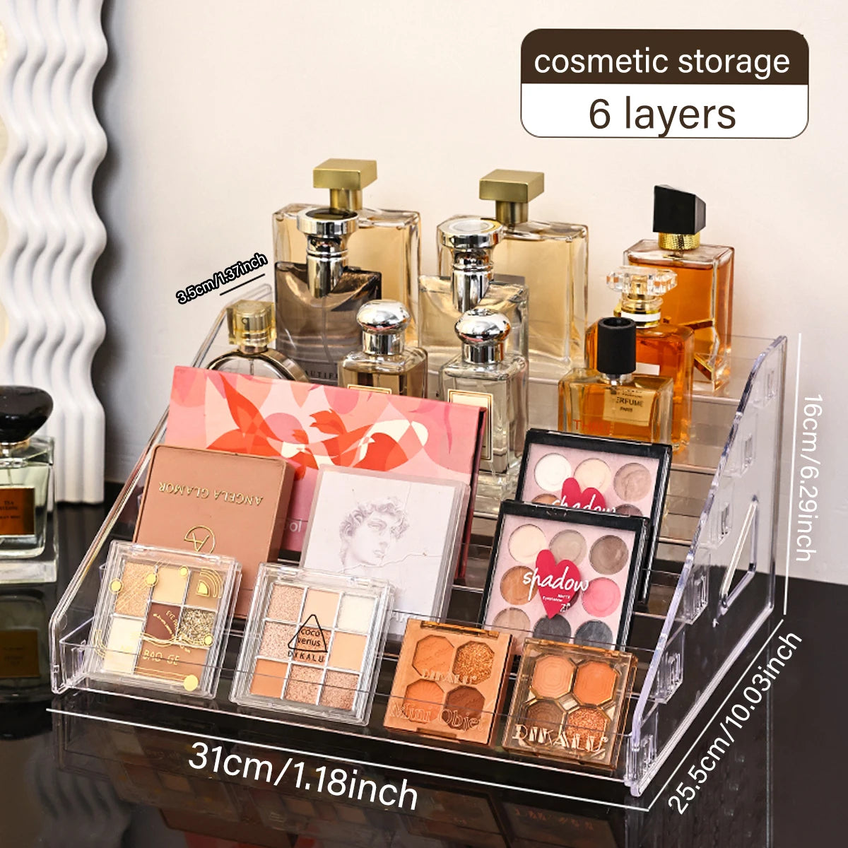 pisou acrílico multi-camada prateleira de exibição de cosméticos