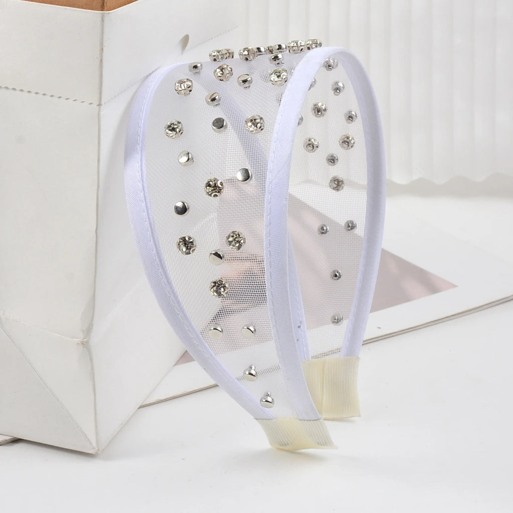 Tiara Elegante de Pérolas e Strass para Mulheres, Faixa de Cabelo Luxuosa Acolchoada