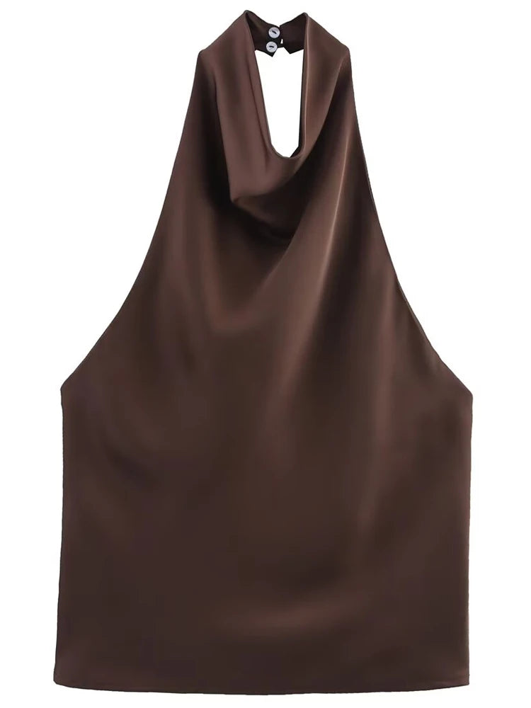 Top feminino halter cetim feminino