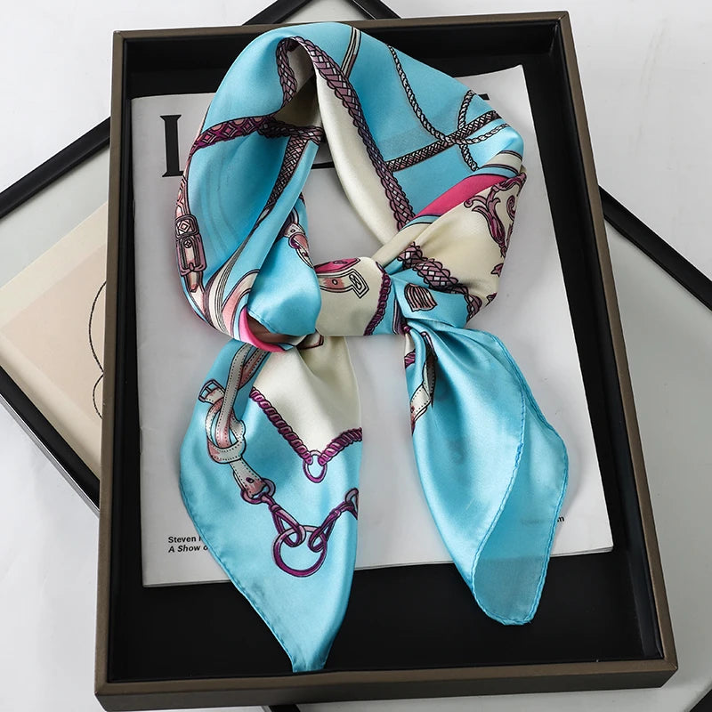 lenço quadrado de seda feminino pescoço laço de cabelo banda praia hijab lenço cabeça