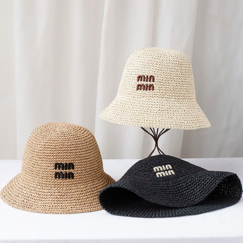 chapeu bordado de sol com aba MIU MIU